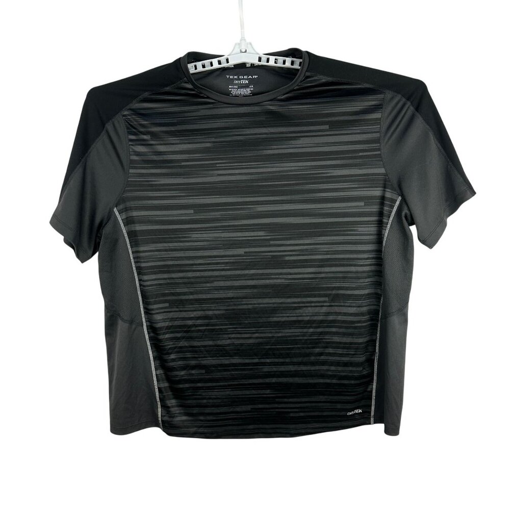 Tek Gear DryTek Mens Black Striped Performance T-Shirt Size 2X